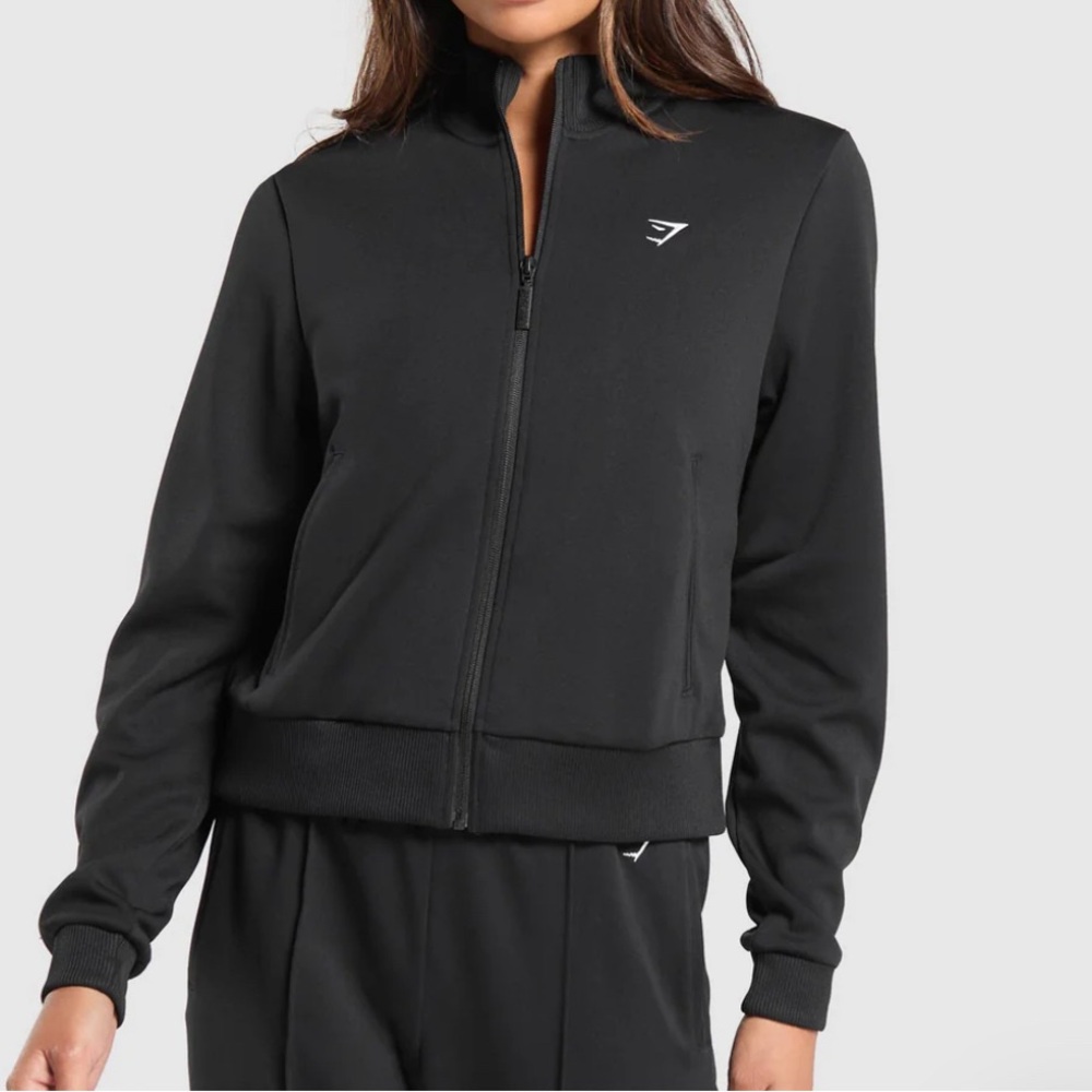 Women’s Gymshark Tricot Black Full Zip Jacket Size Large New Condition